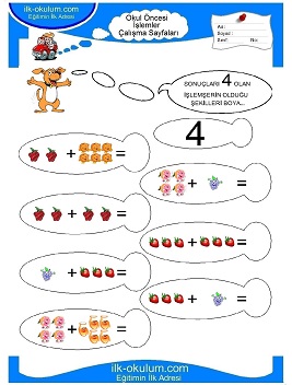 Çocuklar İçin toplam işlemi yaprak testleri 